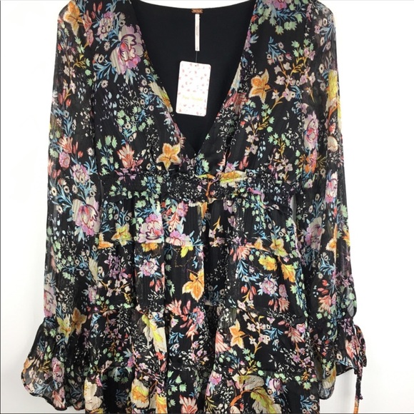 🆕 NWT Black Babydoll Balloon Sleeve Mini Dress S - Picture 5 of 13